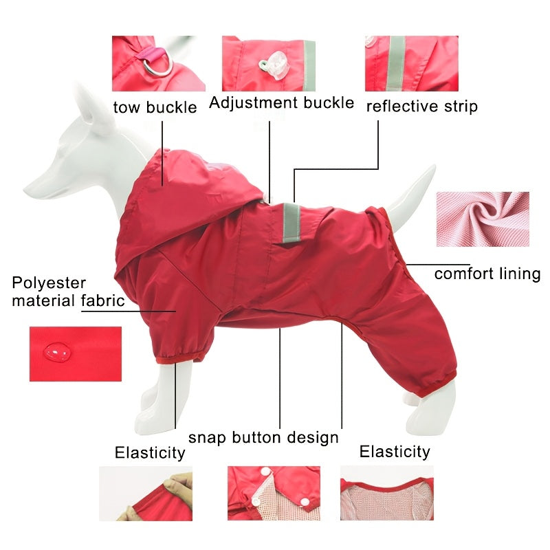 Reflective Dog Raincoat – Weatherproof Spandex Jumpsuit