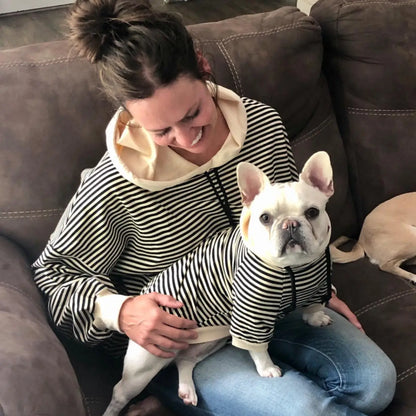 Black & White Striped Matching Dog & Human Hoodies