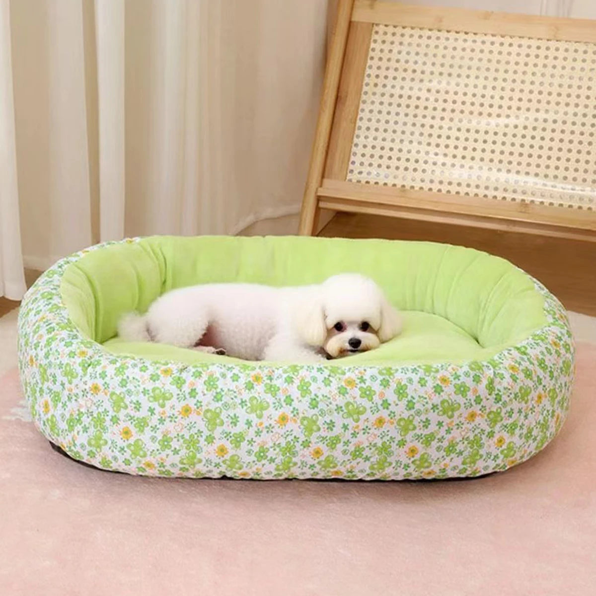 Soft Floral Dog Bed