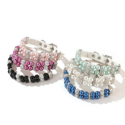 Pearl & Rhinestone Dog Collar