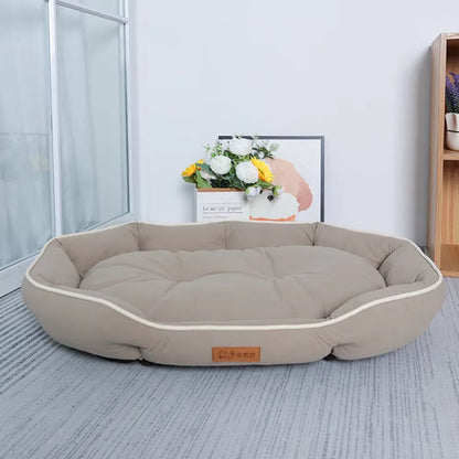 Corduroy Dog Sofa Bed(Pink and Khak)