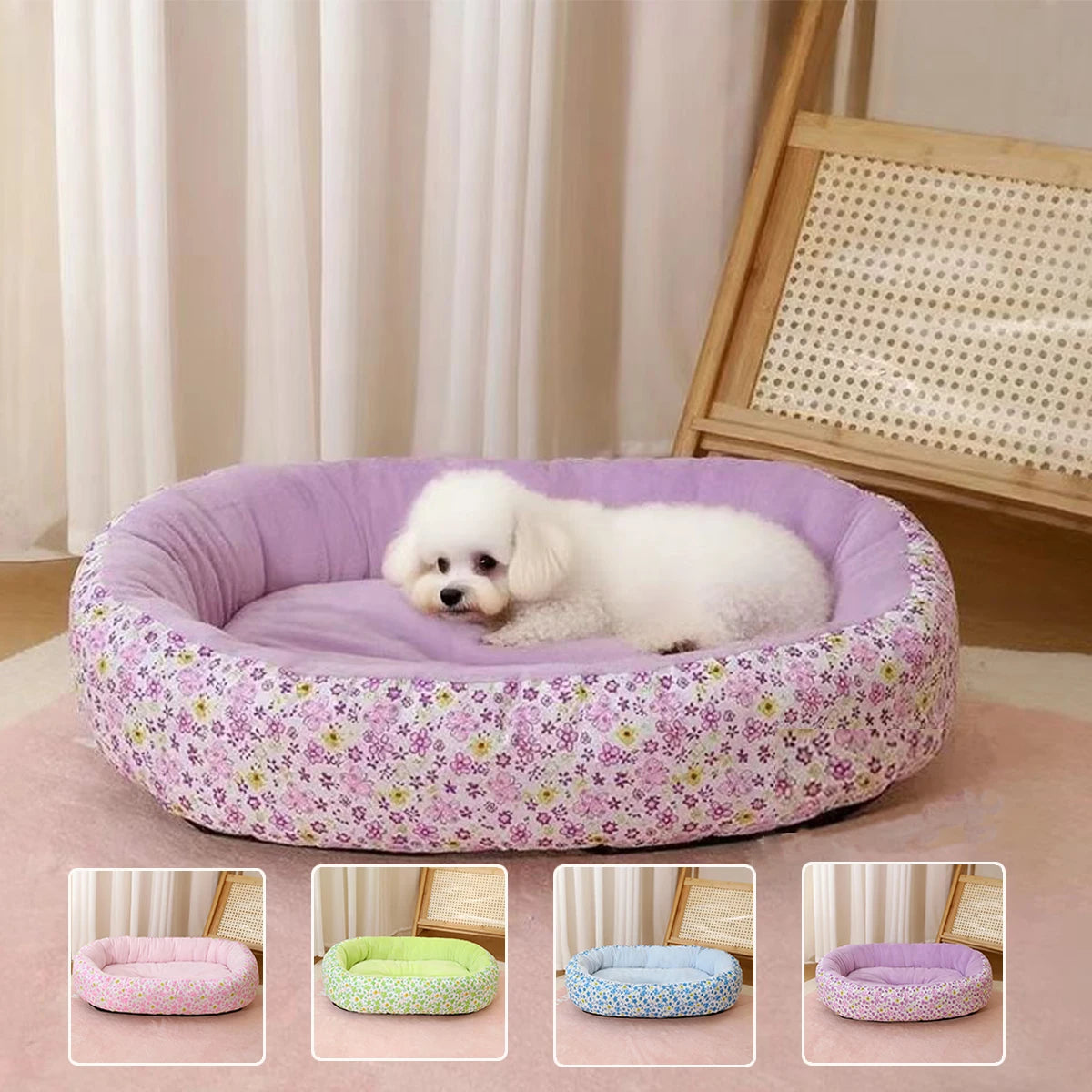 Soft Floral Dog Bed