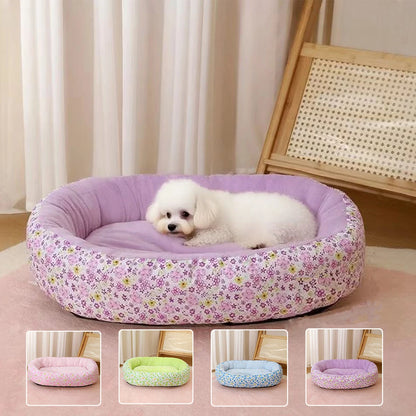 Soft Floral Dog Bed