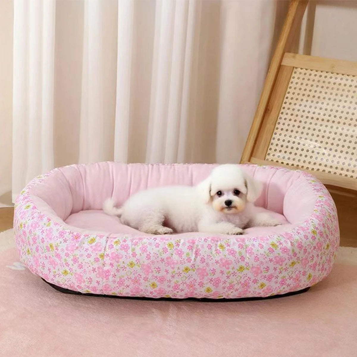 Soft Floral Dog Bed