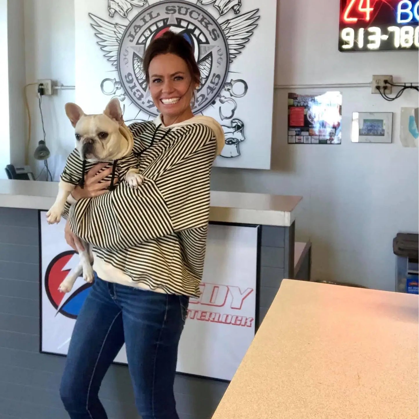 Black & White Striped Matching Dog & Human Hoodies