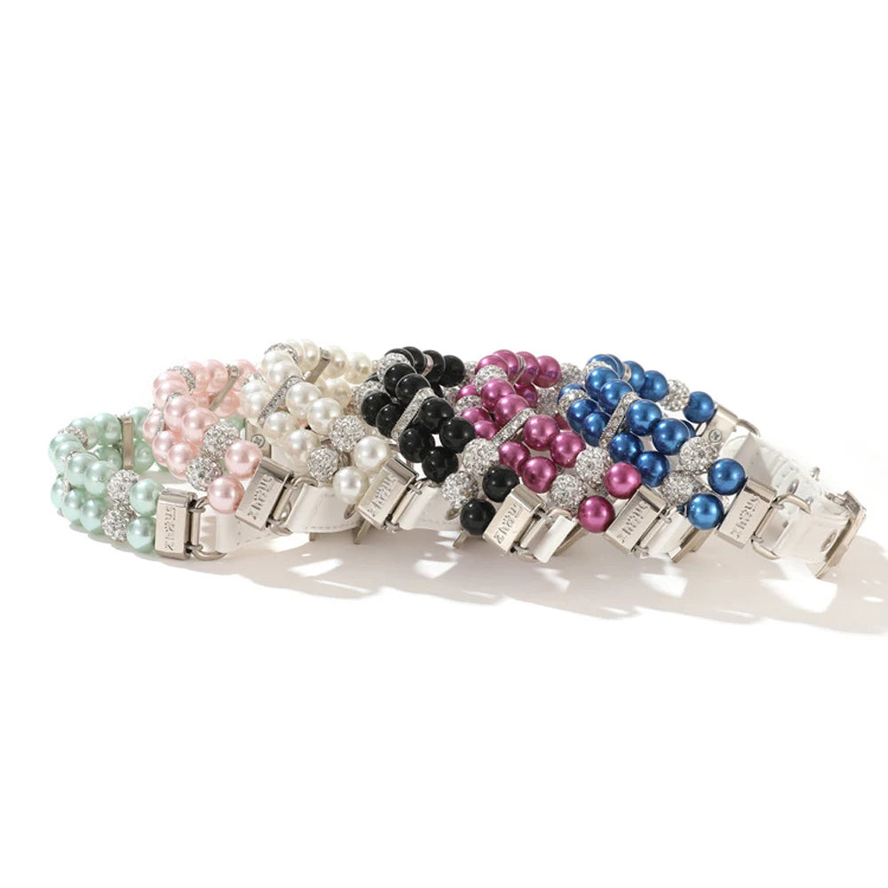 Pearl & Rhinestone Dog Collar