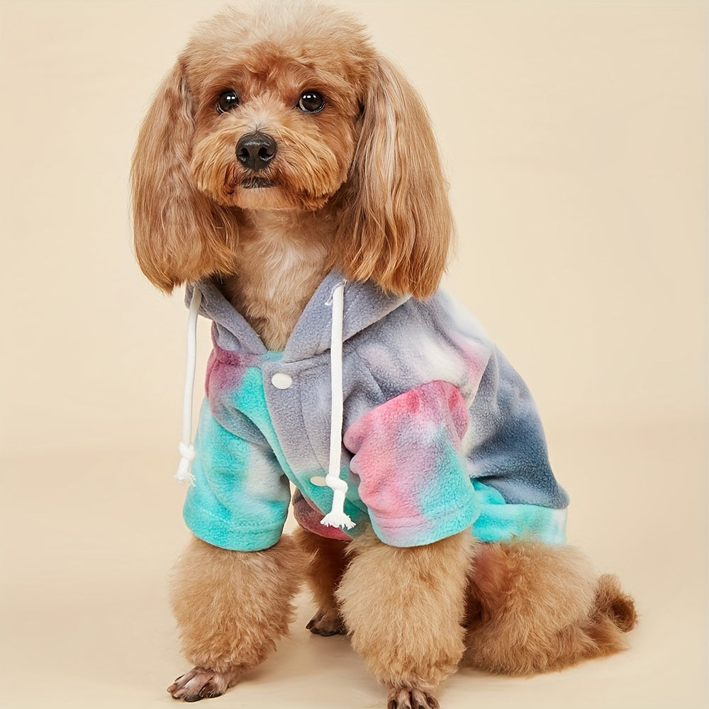 All-Season Tie-Dye Dog Pullover – Snap Button Hoodie