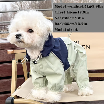 Small Dog Raincoat – Windproof PVC Four-Leg Suit